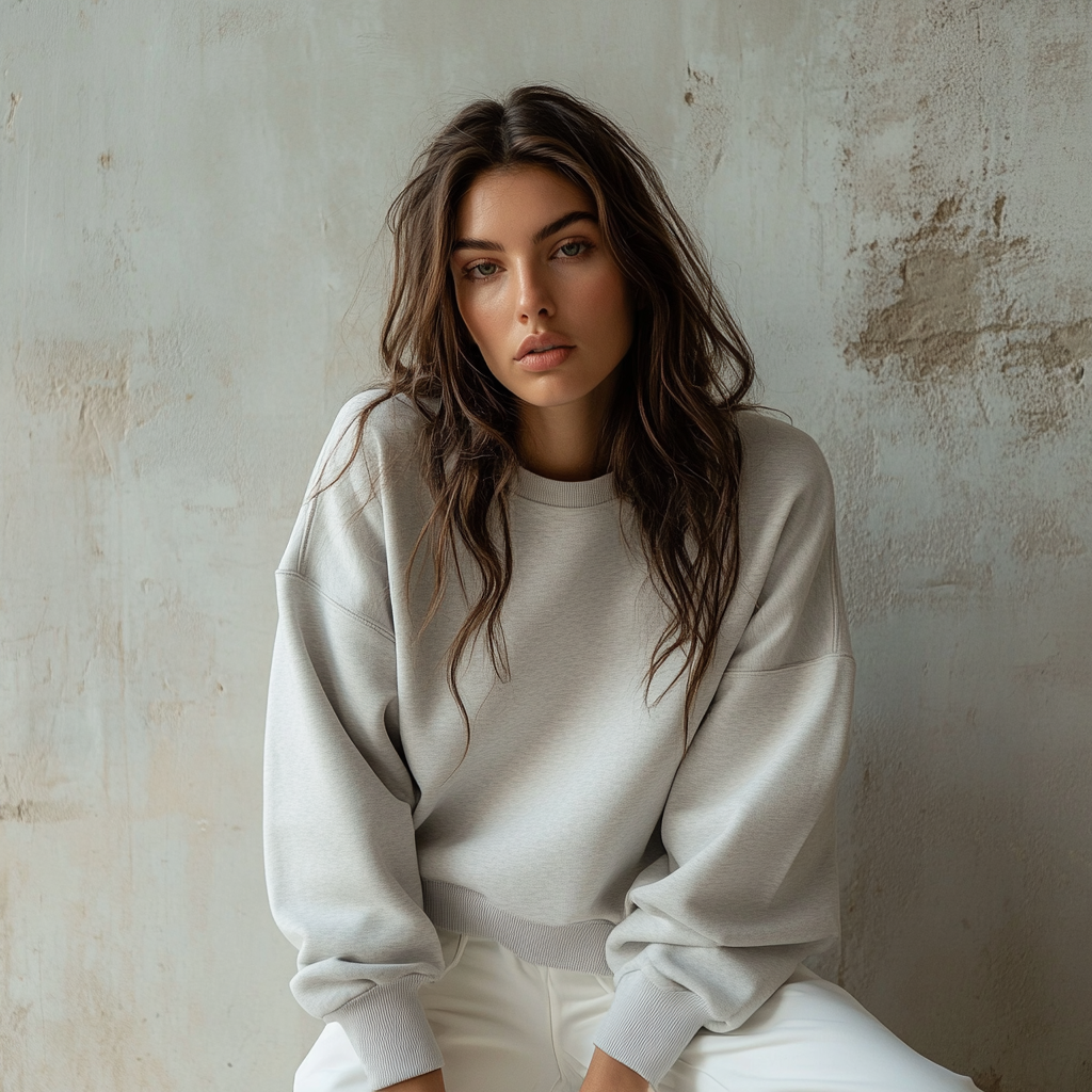 Cropped Sweatshirt model wearing - spirit of hustle