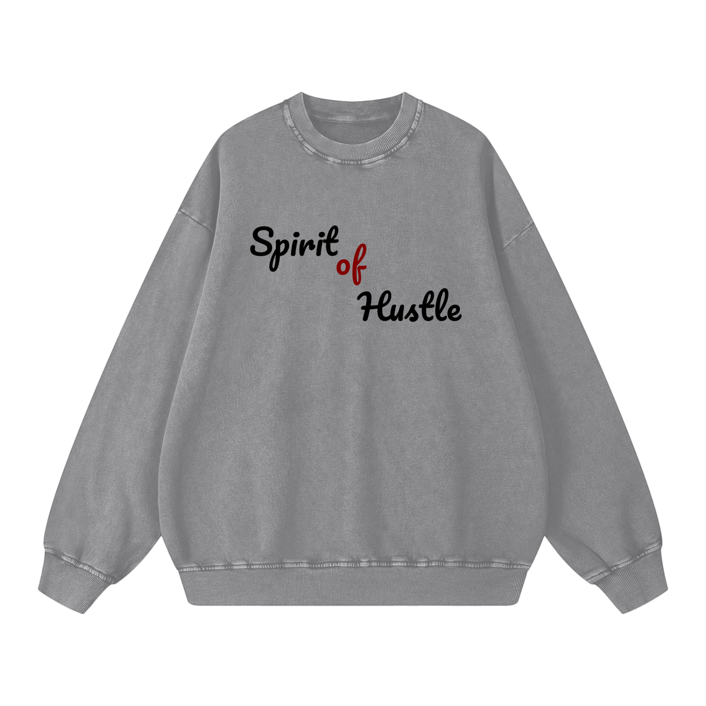Acid Wash Oversized Sweatshirt - SPIRIT OF HUSTLE