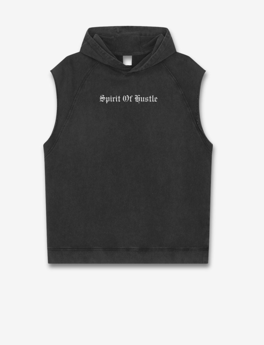 Snow Washed Sleeveless Hoodie – Luxury Streetwear for the Visionary - spirit of hustle